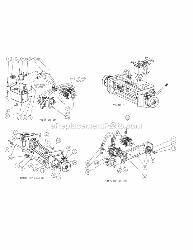 Hydro Hose & Pump Assembly Diagram and Parts List for M72-CT 53AL8CT8050 Cub Cadet Sprayer